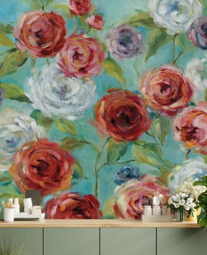 Red White and Purple Roses Wallpaper