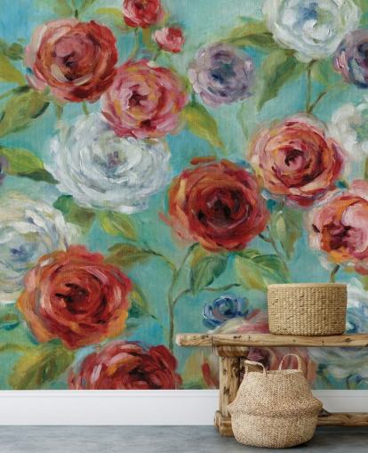 Red White and Purple Roses Wallpaper