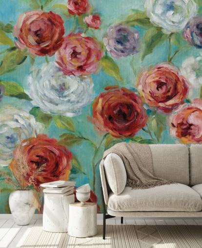 Papel de parede de rosas vermelhas brancas e roxas Papel de parede de rosas vermelhas brancas e roxas