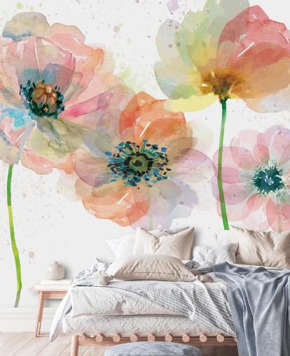 Pink Poppies Wallpaper Mural
