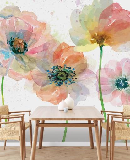 Pink Poppies Wallpaper Mural