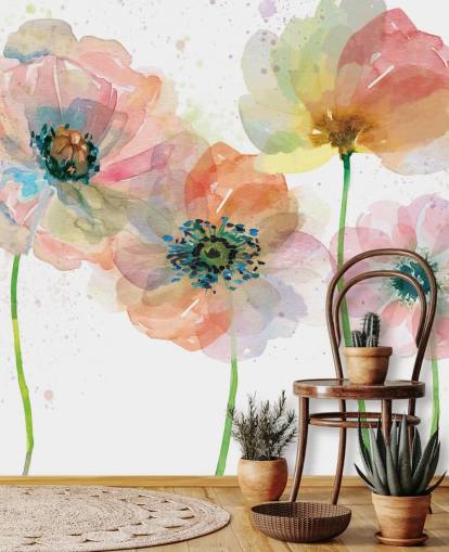 Pink Poppies Wallpaper Mural