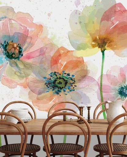 Decorazione murale con papaveri rosa Decorazione murale con papaveri rosa