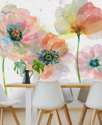 Papier peint Coquelicots roses