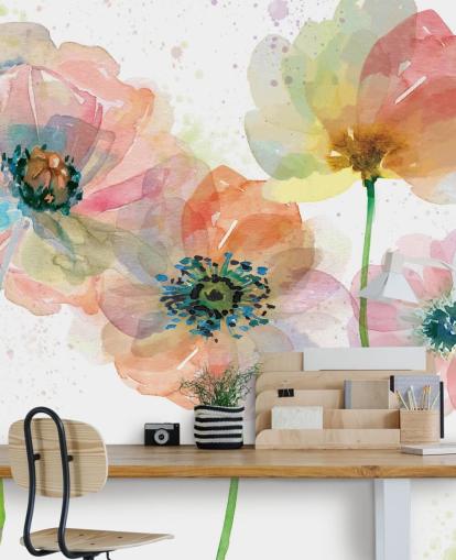 Pink Poppies Wallpaper Mural