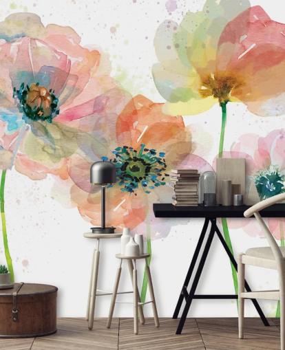 Pink Poppies Wallpaper Mural