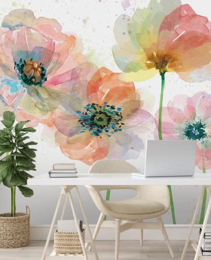 Papel pintado Amapolas rosas Papel pintado Amapolas rosas