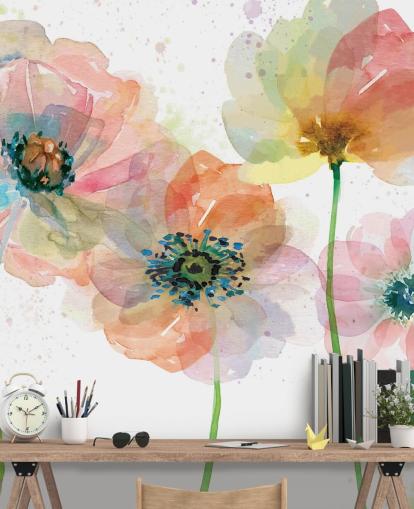 Papier peint Coquelicots roses