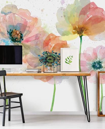 Pink Poppies Wallpaper Mural