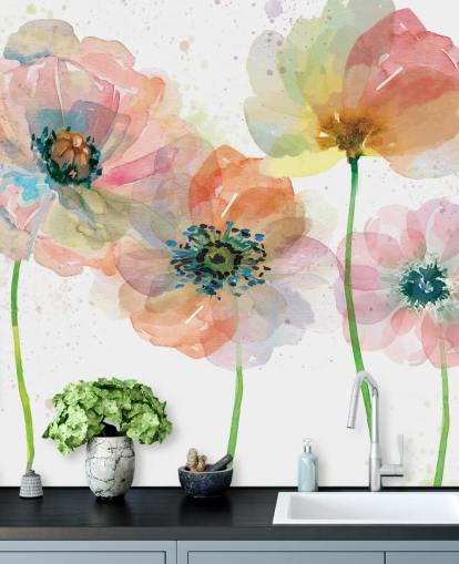 Pink Poppies Wallpaper Mural