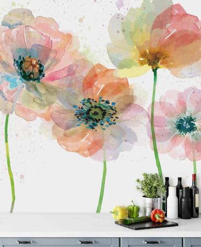 Pink Poppies Wallpaper Mural