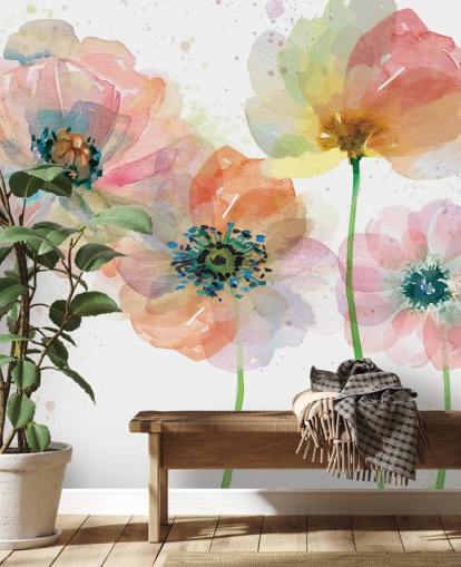 Papel pintado Amapolas rosas