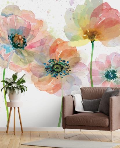 Papel pintado Amapolas rosas