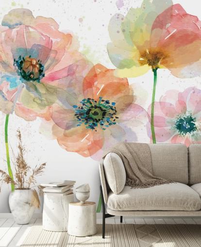 Pink Poppies Wallpaper Mural