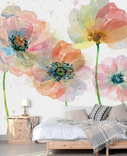 Pink Poppies Wallpaper Mural