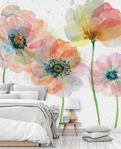 Papier peint Coquelicots roses