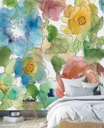 Papier Peint Fresque Fleurs Colorées