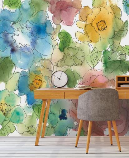 Mural de flores desenhadas a cores Mural de flores desenhadas a cores