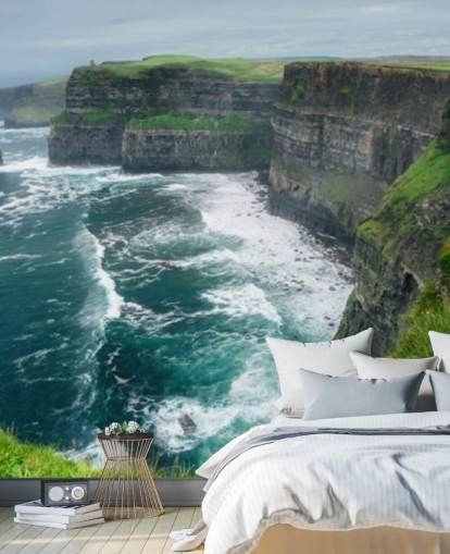 mural de papel pintado azul y verde de Irlanda llamado Cliffs of Moher para dormitorios, salas de estar y cocinas mural de papel pintado azul y verde de Irlanda llamado Cliffs of Moher para dormitorios, salas de estar y cocinas