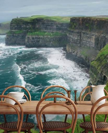 papier peint mural irlandais bleu et vert appelé Cliffs of Moher pour les chambres, les salons et les cuisines