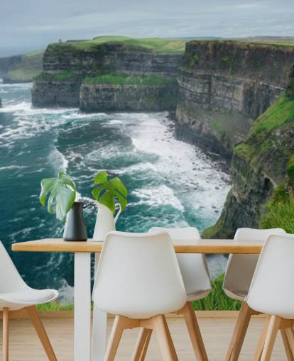 blauwe en groene muurschildering van Ierland genaamd Cliffs of Moher voor slaapkamers, woonkamers en keukens blauwe en groene muurschildering van Ierland genaamd Cliffs of Moher voor slaapkamers, woonkamers en keukens