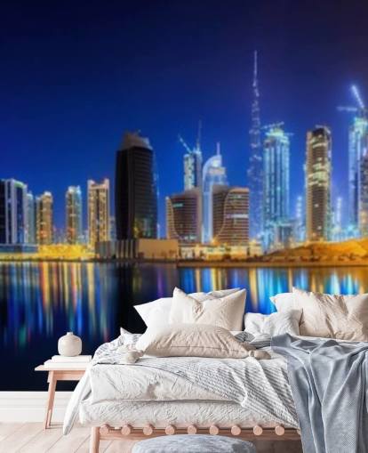 papel pintado de ciudad de dubai en tonos azules papel pintado de ciudad de dubai en tonos azules