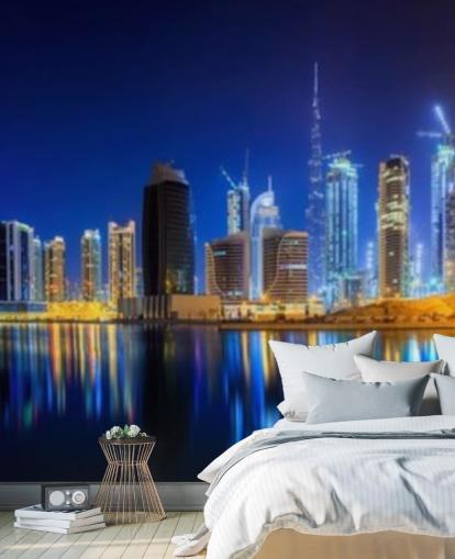 carta da parati blu dubai city