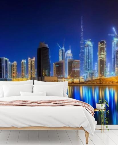 blå tonade dubai city tapeter