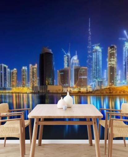blue toned dubai city wallpaper