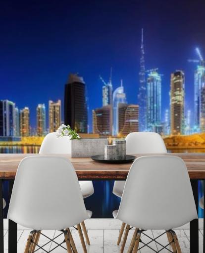 carta da parati blu dubai city