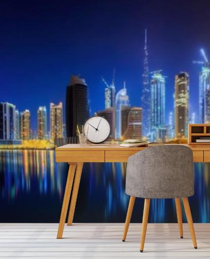 blue toned dubai city wallpaper