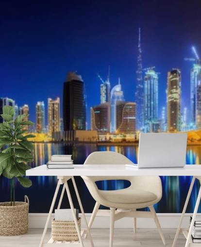 blau getönte Dubai City Tapete