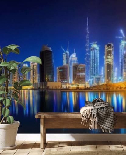 blauw getint dubai city behang blauw getint dubai city behang
