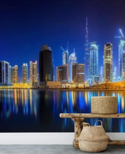 blue toned dubai city wallpaper