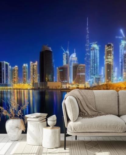 papel de parede azul tonificado dubai city