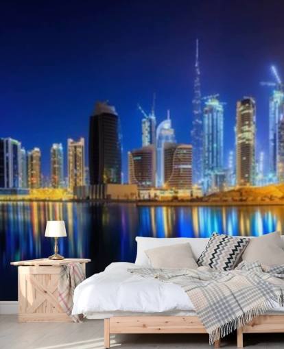 blå tonet dubai city tapet blå tonet dubai city tapet