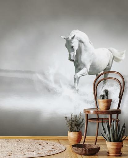 Schwarz-Weiß-Pferd am Strand Wallpaper