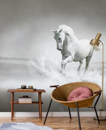 Schwarz-Weiß-Pferd am Strand Wallpaper