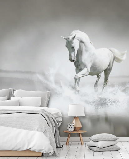 Schwarz-Weiß-Pferd am Strand Wallpaper