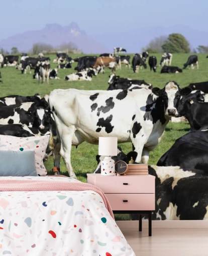 Decorazione murale con mucche da latte in un campo Decorazione murale con mucche da latte in un campo