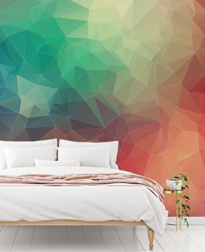 rainbow customisable geometric wallpaper called Abstract 2D Geometric for bedrooms and offices 