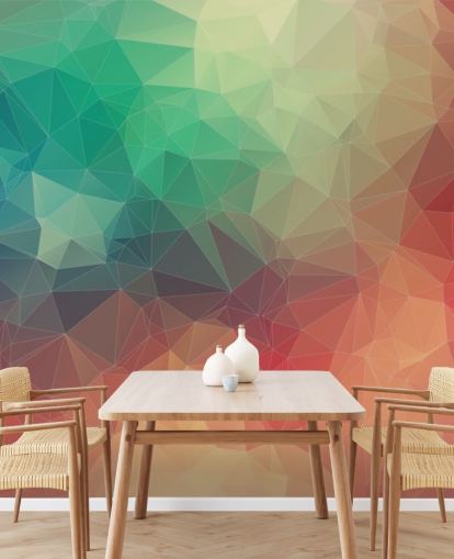 rainbow customisable geometric wallpaper called Abstract 2D Geometric for bedrooms and offices 