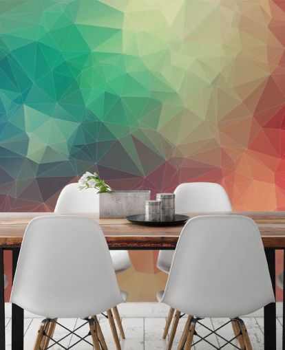 rainbow customizable geometric wallpaper called Abstract 2D Geometric for bedrooms and offices 