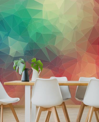 regnbåge anpassningsbar geometrisk tapet kallad Abstract 2D Geometric för sovrum och kontor 