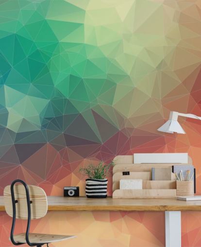 rainbow customisable geometric wallpaper called Abstract 2D Geometric for bedrooms and offices 