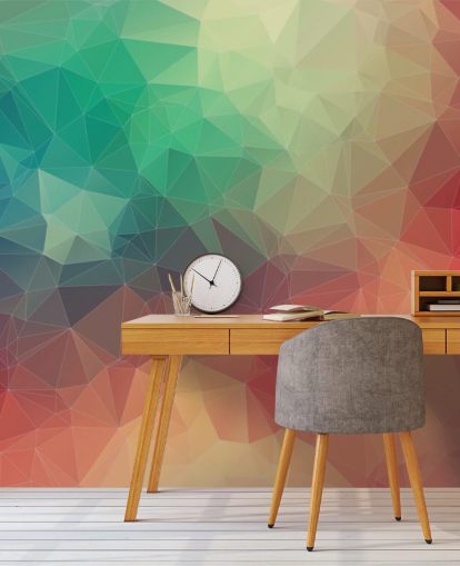 rainbow customisable geometric wallpaper called Abstract 2D Geometric for bedrooms and offices 