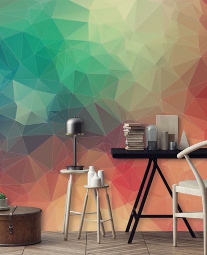papel de parede geométrico personalizável de arco-íris chamado Abstract 2D Geometric para quartos e escritórios papel de parede geométrico personalizável de arco-íris chamado Abstract 2D Geometric para quartos e escritórios
