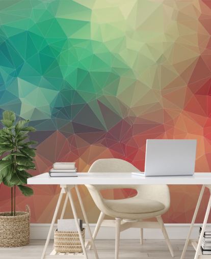 rainbow customizable geometric wallpaper called Abstract 2D Geometric for bedrooms and offices 