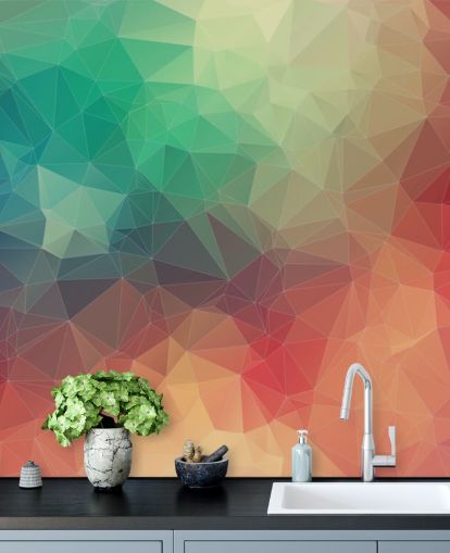 papel pintado geométrico personalizable de arcoíris llamado Abstract 2D Geometric para dormitorios y oficinas 