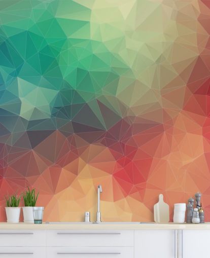 papel pintado geométrico personalizable de arcoíris llamado Abstract 2D Geometric para dormitorios y oficinas 